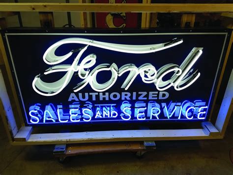 A Custom Ford Sales And Service Tin Neon Sign 3x5ft Auburn