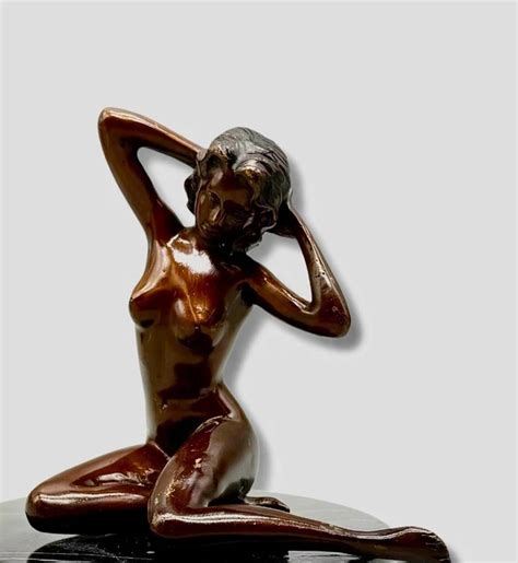 ART DECO BRONZE Figure Nude Sculpture Naked Figurine Statue Female PicClick UK