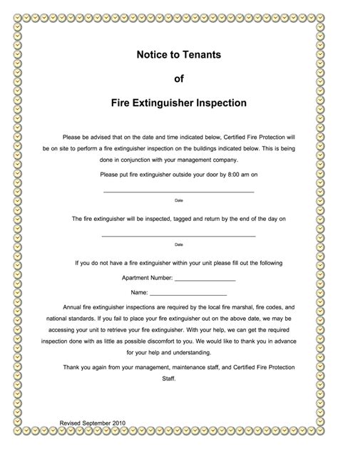 Inspection Notice To Tenants Template