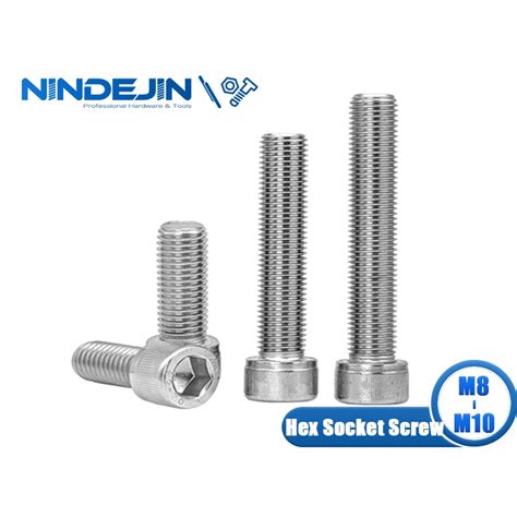 NINDEJIN 6 10pcs M8 M10 Hexagon Hex Socket Cap Head Screw 304 Stainless