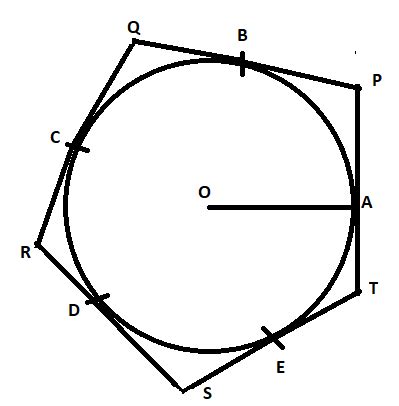 Construct a regular pentagon circumscribed in a circle of a radius of25cm