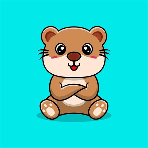 Vector cute otter cartoon sitting 24382806 Vector Art at Vecteezy