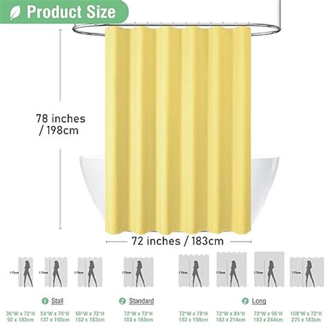 Dynamene Long Fabric Shower Curtain 78 Inch Long Waffle Weave Weighted Cloth