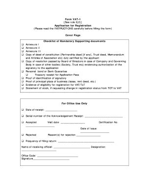 Fillable Online Form VAT 1 See Rule 3 2 Application For Legal