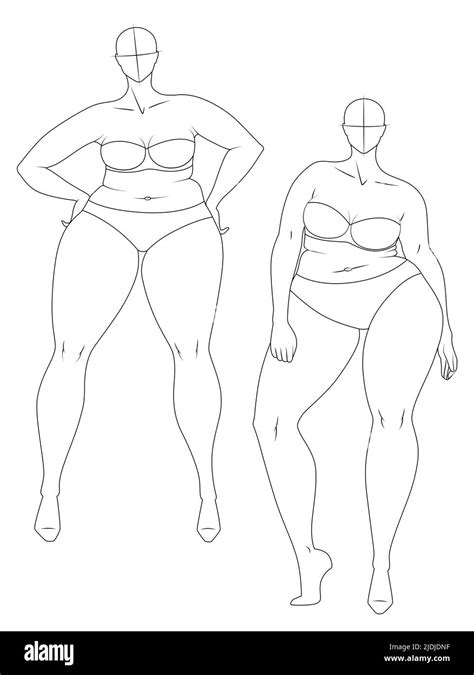 Plus Size 10 Heads Fashion Figure Templates Exaggerated Croquis For Fashion Design And