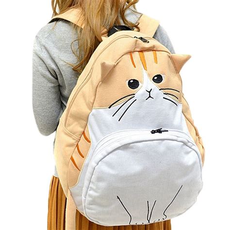 2016 Japanese Cat Cute Canvas Backpacks Female Mochila College High