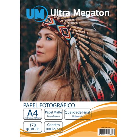 Papel Fotográfico Matte Fosco A4 170g 100 Folhas Ultra Megaton Canoas RS