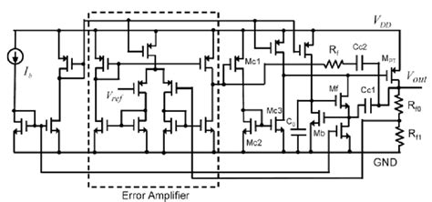 Schematic Of The Designed Capacitor Less Ldo Regulator Download