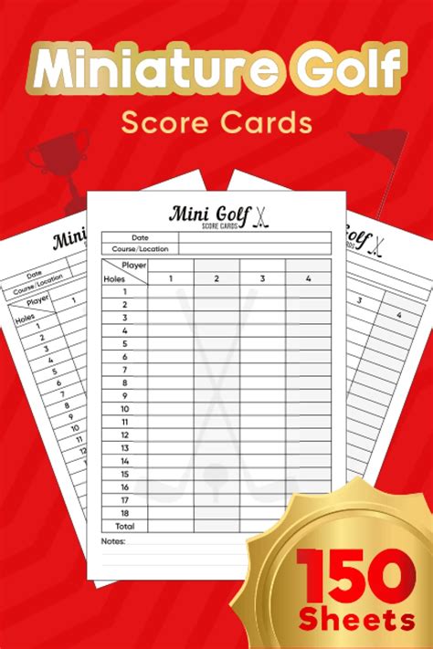 Miniature Golf Scorecards Mini Golf Score Cards Sheets For Mini Golf