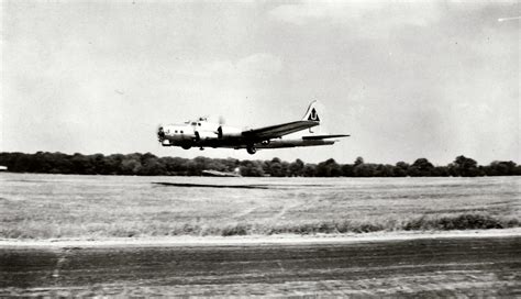 A 457th Bomb Group B 17 Flying Fortress Performing A Buzzjob Over Glatton Airfield In The