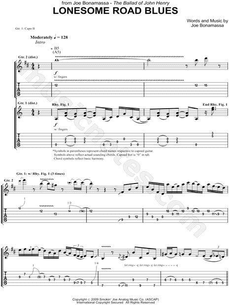 Joe Bonamassa Lonesome Road Blues Guitar Tab In D Major Download