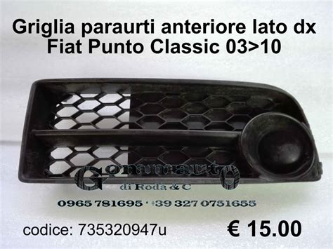 Griglia Paraurti Ant Fiat Punto Gommauto Di Roda