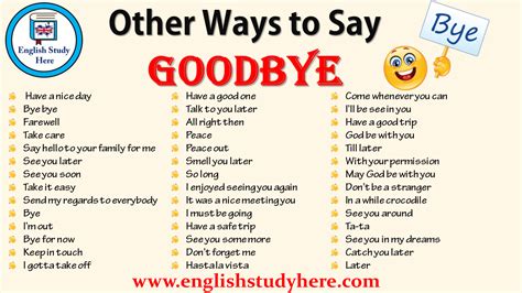 Other Ways To Say GOODBYE In English English Study Here