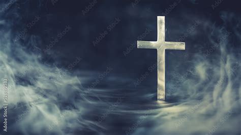 Christian cross in heavenly wallpaper with ethereal clouds, symbolizing ...