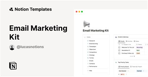 email marketing kit template  lucass notions notion marketplace