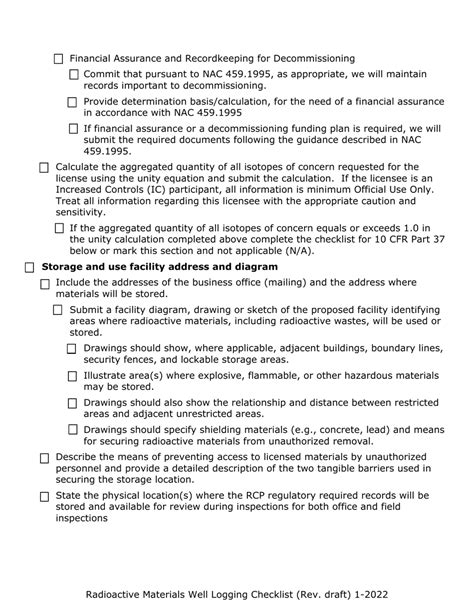 Nevada Radioactive Materials Ram Well Logging Licensing Checklist