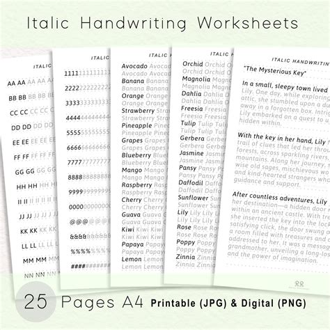 Pages Italic Handwriting Worksheet Practice Abc Tracing Sheets