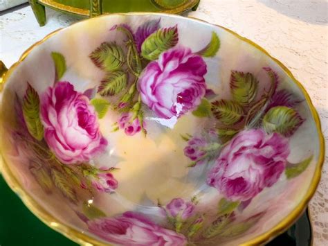 Rare Desirable Forest Green Aynsley Large Cabbage Roses Tea Cup And