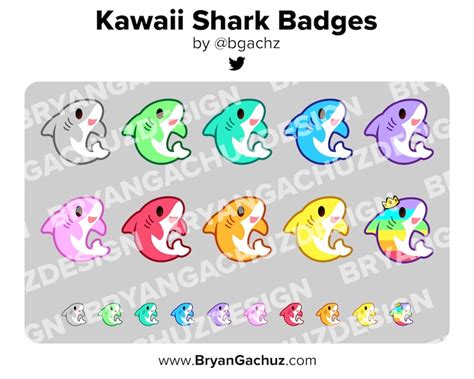 Kawaii Shark Twitch Badges Bit Badges Channel Points Discord Etsy