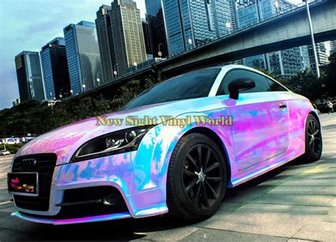 Beste Qualität Rosa Regenbogen Chrome Vinyl Wrap Aufkleber Regenbogen