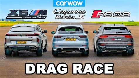 Bmw X M V Audi Rsq V Porsche Cayenne Turbo S Drag Race Youtube