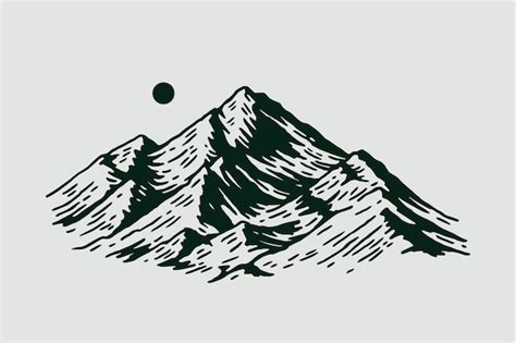 Premium Vector Hand Drawn Mountain Outline Illustration