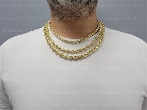 K Yellow Gold Rope Chain Necklace Mm Mm Mm Thick