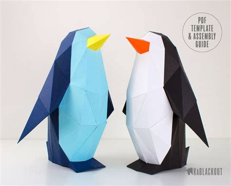 Penguin Papercraft Template Diy Paper Penguin Low Poly Etsy