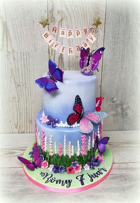 Purple Butterfly Cake Decorated Cake By Sam And Nels Cakesdecor