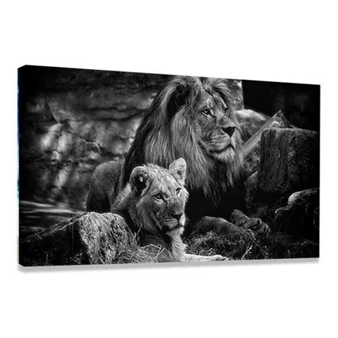 Quadro Grande Decorativo Tela Leão Leoa Casal Quarto Luxo Shopee Brasil