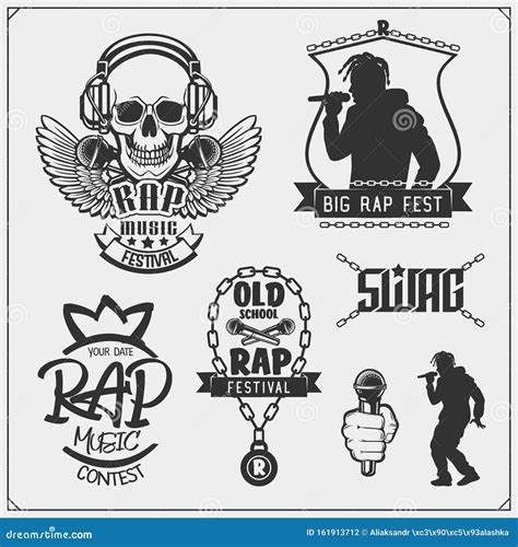 Hip Hop And Rap Emblems Attributes And Accessories Poster Templates