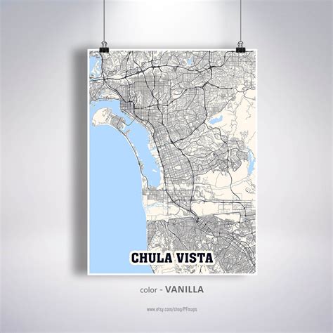 Chula Vista Map Print Chula Vista City Map California CA USA | Etsy