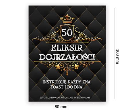 Naklejki na Butelki na 50 Urodziny Eliksir Dojrzałości 10 sztuk s