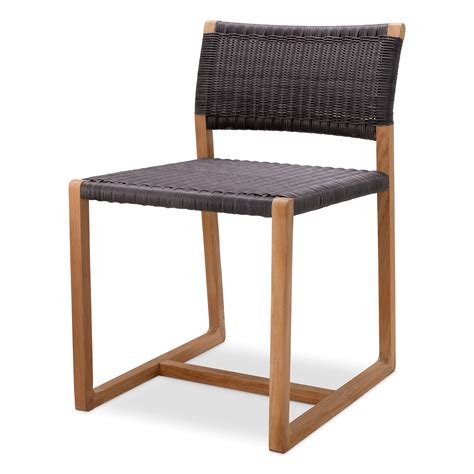 Eichholtz Garten Dining Chair Griffin Natural Teak Black Weave Bei Villatmo