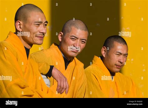 Three Monks At Jinshan Temple In Zhenjiang Jiangsu Province China