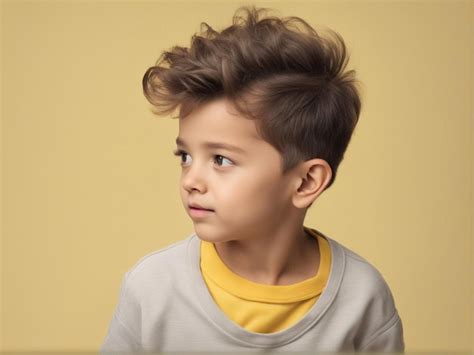 Premium Photo | A cute boy with nice hairstyle and yellow clothes