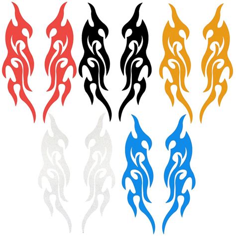 Pair 31 5 X 8 7cm Universal Car Trunk Fire Flame Vinyl Decor Decal Sticker For Body Door Bumper