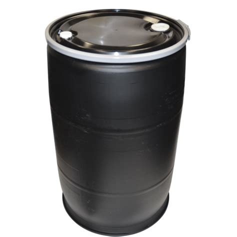 Gallon Open Top Black Poly Drum With Sidelever Lockband Lid U S