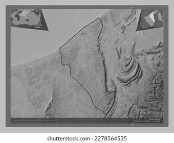 Tutong District Brunei Grayscale Elevation Map Stock Illustration