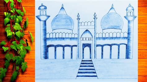 Mosque Drawing Tutorial Easy To Draw Masjid How To Drew Mosque