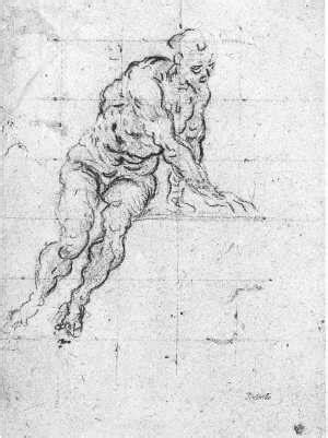 Study Of A Seated Male Nude Leaning To The Right For The Crowning Of