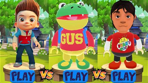 Tag With Gus Vs Tag With Ryan Vs PAW Patrol Ryder Runner Gameplay YouTube