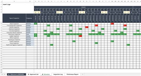 Workplace Inspection Schedule Health And Safety Template Excel Template