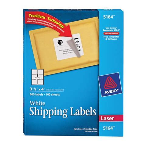 Avery Ave 5164 Laser Mailing Labels 3 13 X 4 White 600 Ct Inkjet