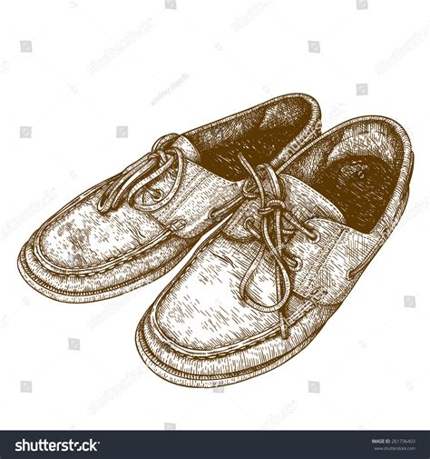 Vector Engraving Antique Illustration Old Shoes Stock Vector (Royalty ...