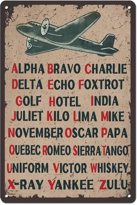 Wzvzgz Vintage Metal Tin Sign Phonetic Alphabet Morse Code