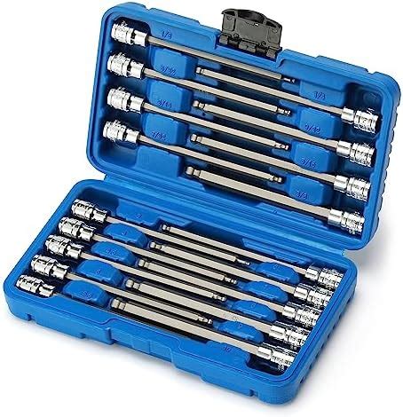 CASOMAN 3 8 Drive Extra Long Ball End Hex Bit Socket Set 18 Piece