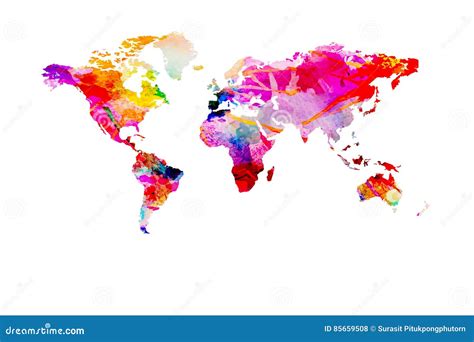 Mapa Del Mundo Pintado Ilustraciones Stock Vectores Y Clipart