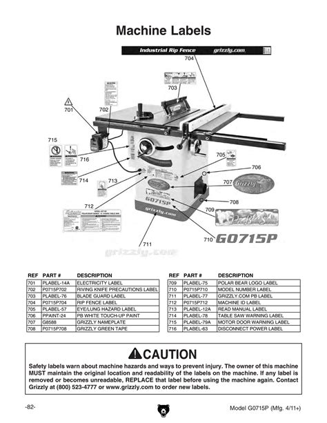 Parts For Hybrid Table Saw With Riving Knife Polar Bear Series