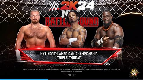 Wwe 2k24 Nxt Battleground Joe Coffey Vs Wes Lee Vs Oba Femi Nxt